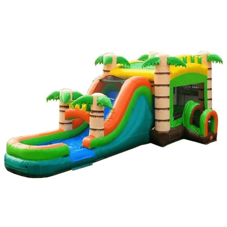 Mega Tropical Green Water Slide Bounce House Combo